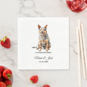 Guardanapos de casamento com foto do Cão de Gado A
