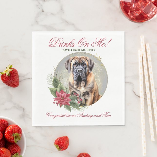 Guardanapos de casamento com foto do cão Mastiff I (Insitu)