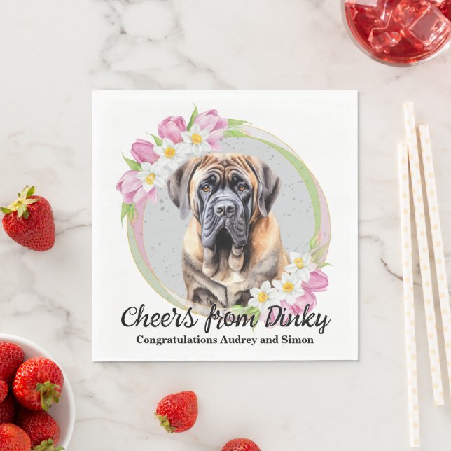 Guardanapos de casamento com foto do cão Mastiff I (Insitu)