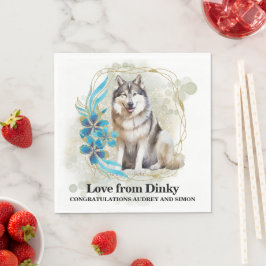 Guardanapos de casamento com foto do Malamute do A