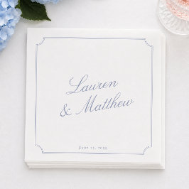 Guardanapos de casamento com letra azul elegante