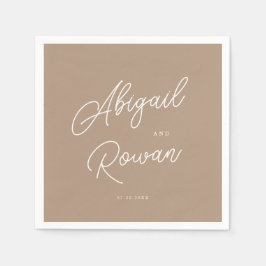Guardanapos de casamento com letra minimalista em