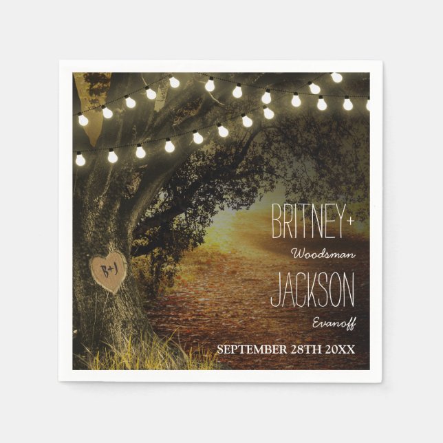 Guardanapos de casamento com luzes de corda no out (Frente)