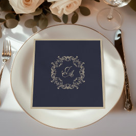 Guardanapos de casamento com monograma barroco azu