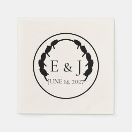 Guardanapos de casamento com monograma botânico de
