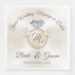 Guardanapos de casamento com monograma em marfim, 