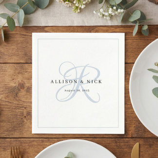 Guardanapos de casamento com monograma minimalista