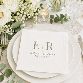 Guardanapos de casamento com monograma minimalista