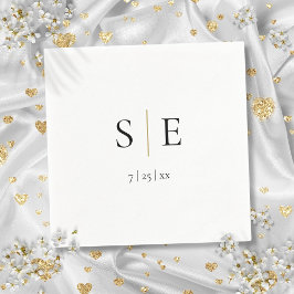 Guardanapos de casamento com monograma preto elega