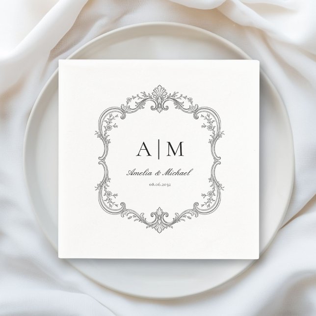  Guardanapos de casamento com monograma vintage el (Elegant Vintage Monogram Wedding Napkins)