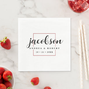 Guardanapos de casamento com sobrenome e nome
