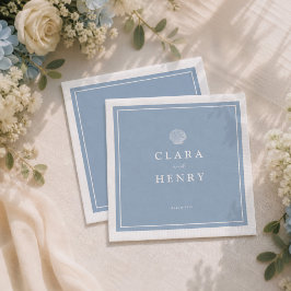 Guardanapos de casamento concha azul costeira