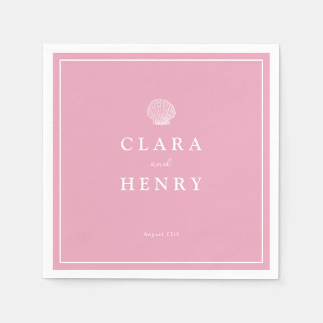 Guardanapos de casamento cor-de-rosa Blush com con (Frente)