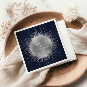 guardanapos de casamento da lua de prata da noite
