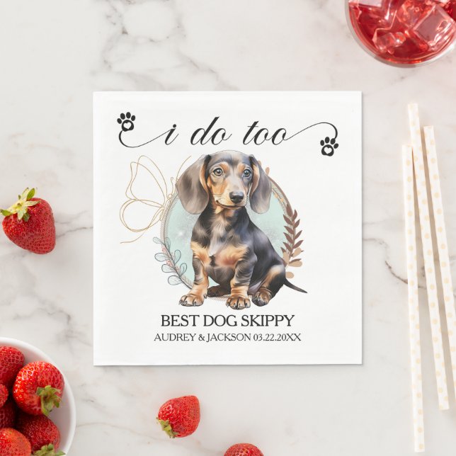 Guardanapos de casamento Dachshund com foto de cãe (Insitu)