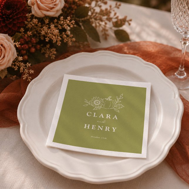 Guardanapos de casamento de abóbora verde oliva ou (Criador carregado)