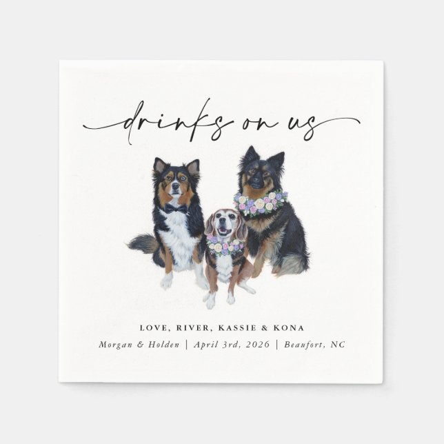 Guardanapos de casamento de animais de estimação D (Frente)