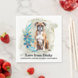 Guardanapos de casamento de cachorro Boxer com fot
