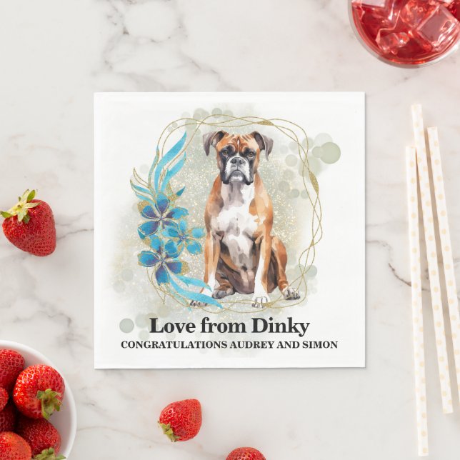 Guardanapos de casamento de cachorro Boxer com fot (Insitu)