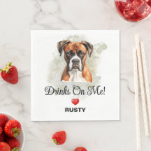 Guardanapos de Casamento de Cachorro Boxer Drinks