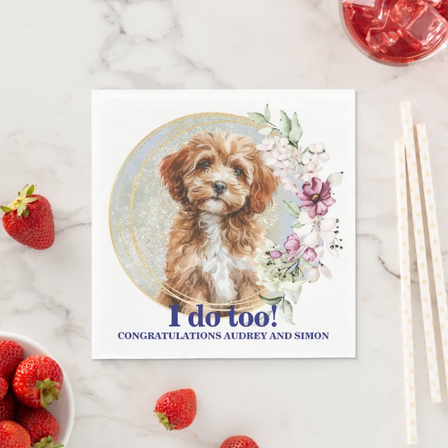 Guardanapos de casamento de cachorro Cavapo com fo (Insitu)