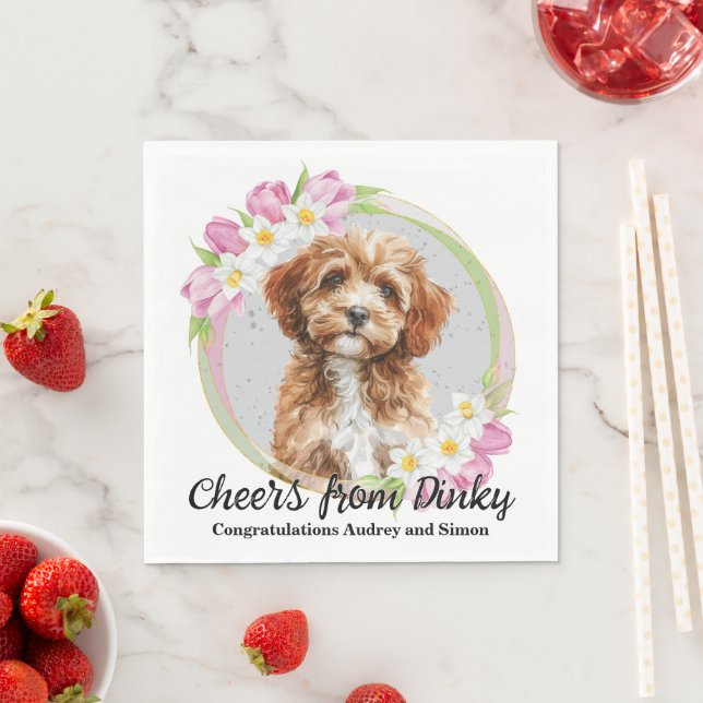 Guardanapos de casamento de cachorro Cavapo com fo (Insitu)
