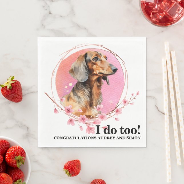Guardanapos de casamento de cachorro Dachshund com (Insitu)