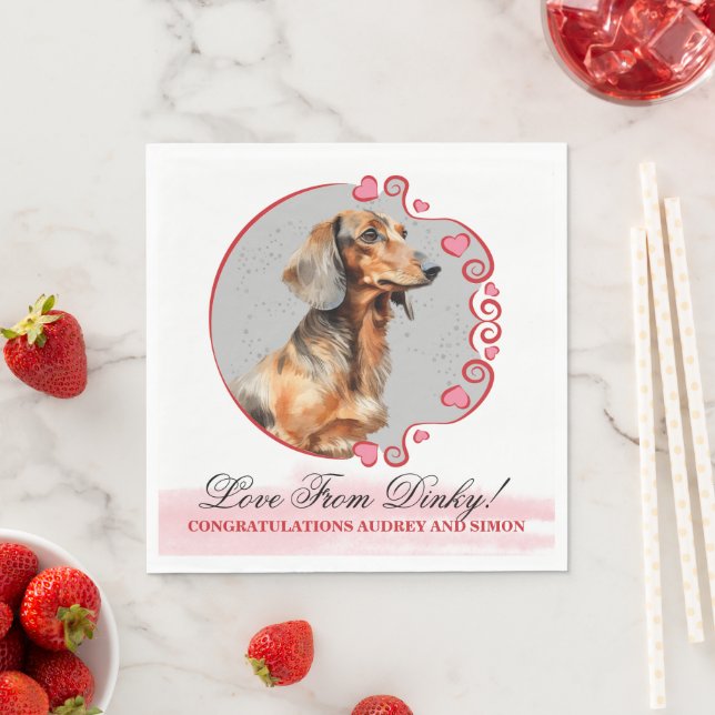 Guardanapos de casamento de cachorro Dachshund com (Insitu)