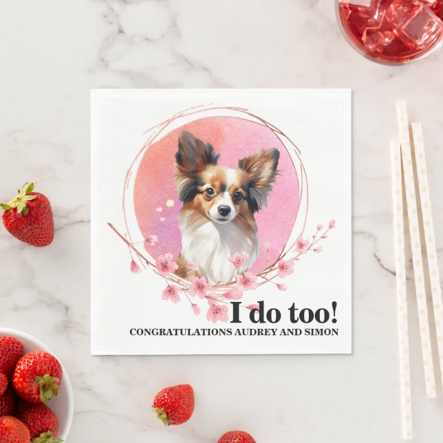 Guardanapos de casamento de cachorro Papillon com  (Insitu)