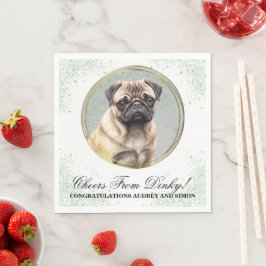 Guardanapos de casamento de cachorro Pug com foto