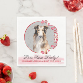 Guardanapos de casamento de cães Borzoi com foto d