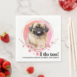 Guardanapos de casamento de cães pequinês com foto