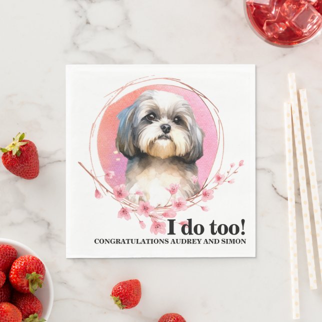Guardanapos de casamento de cães Shih Tzu com foto (Insitu)