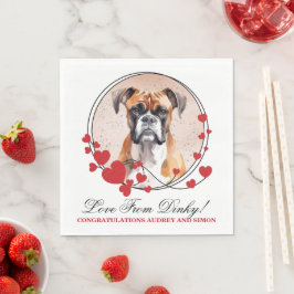 Guardanapos de casamento de cão Boxer com foto de