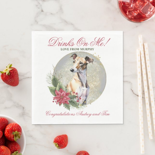 Guardanapos de casamento de cão Greyhound com foto (Insitu)