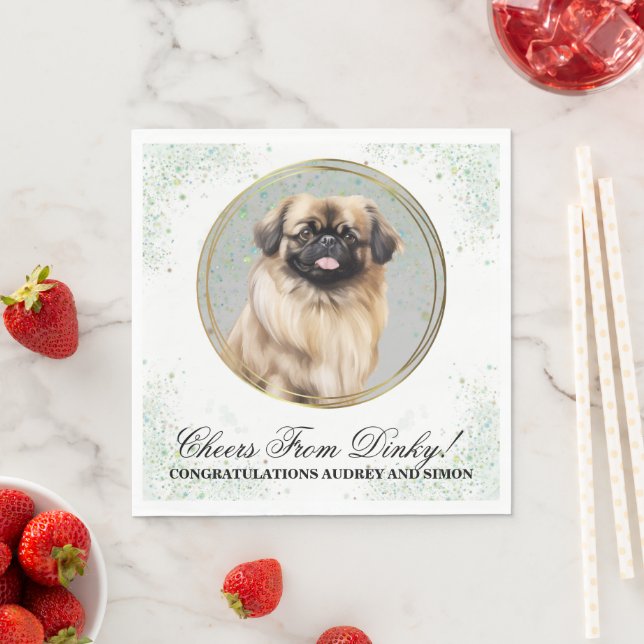 Guardanapos de casamento de cão pequinês com foto  (Insitu)