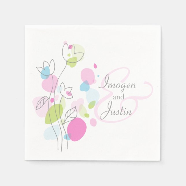 Guardanapos de casamento de flores de confetti mod (Frente)