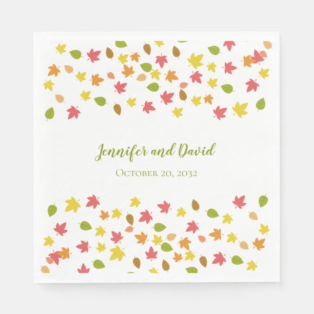 Guardanapos de casamento de folhas de outono (Frente)