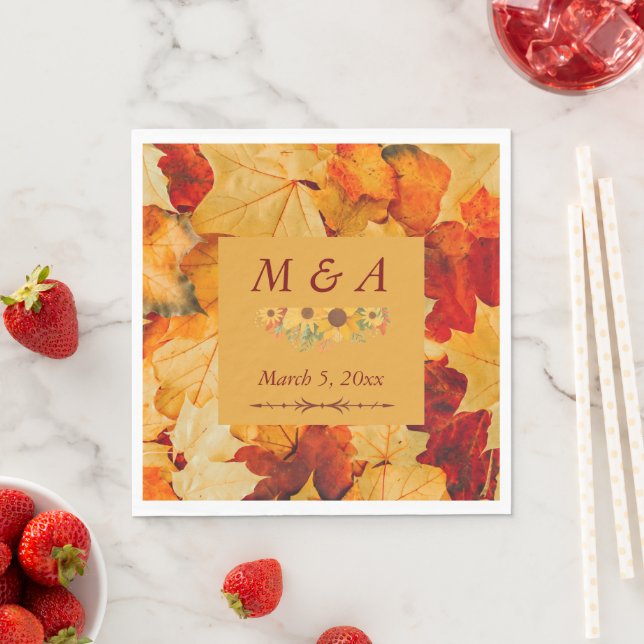 Guardanapos de casamento de folhas de outono doura (Insitu)