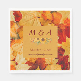 Guardanapos de casamento de folhas de outono doura