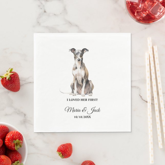 Guardanapos de casamento do cão galgo italiano com (Insitu)