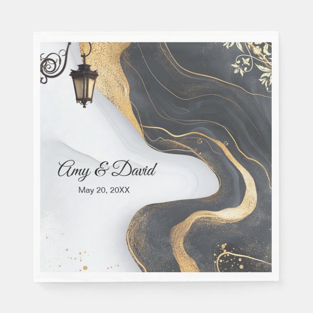 Guardanapos de casamento Dourados e elegantes (Frente)