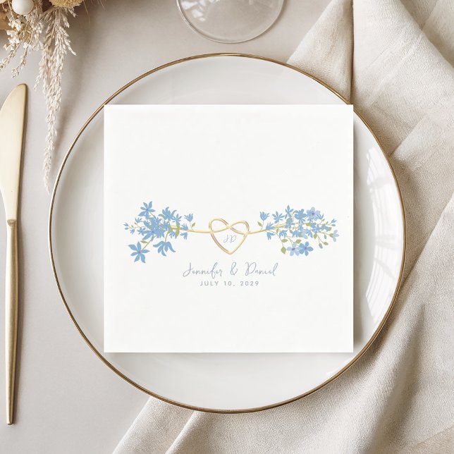 Guardanapos de casamento Dusty Blue com flores sil (Criador carregado)