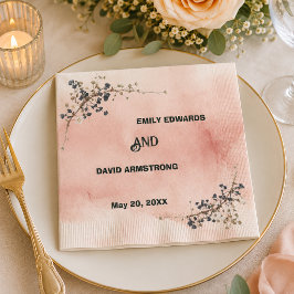 Guardanapos de casamento elegância botânica rosa e