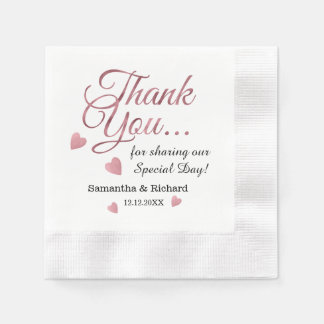 Guardanapos de casamento Elegant Rose Gold Thank Y