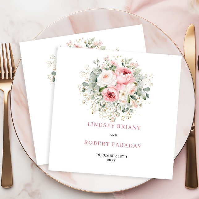 Guardanapos de casamento Elegantes Boho Blush Rosa (Elegant Boho Blush Rose Gold Wedding Napkins)