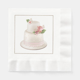 Guardanapos de Casamento Elegantes com Bolo de Cas