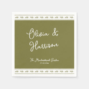 Guardanapos de casamento elegantes em verde oliva