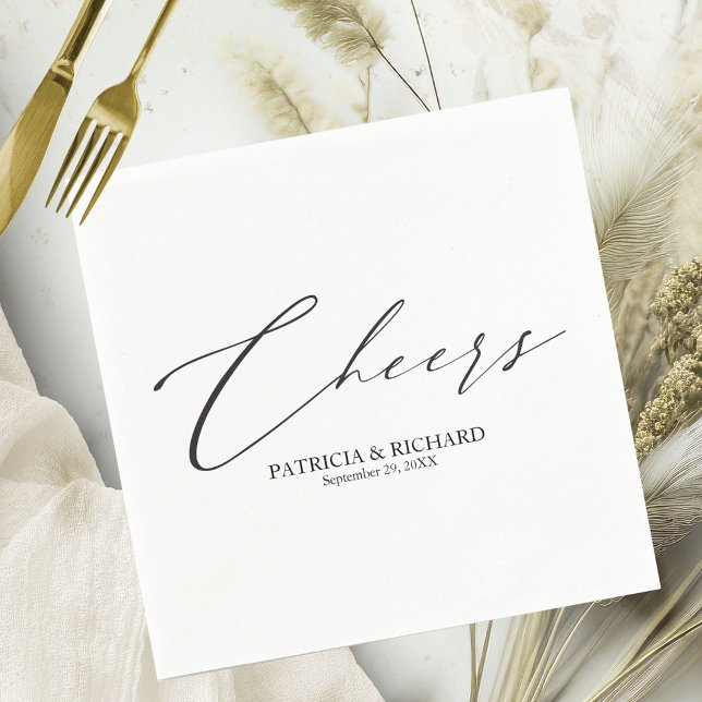 Guardanapos de casamento Elegantes Preto e Branco  (Criador carregado)