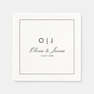 Guardanapos de casamento elegantes preto e branco